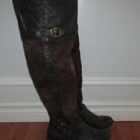 Faux Suede Leather Over The Knee Riding Boots - Sz 6,6.5 - Picture 12 of 12